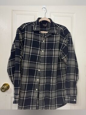 Polo by Ralph Lauren Navy and White Plaid Cotton Button-Down Shirt